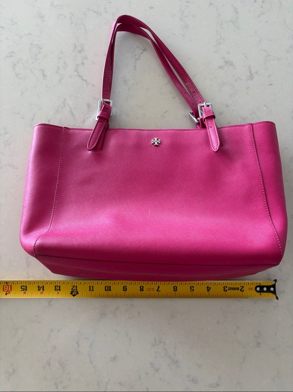 Tory Burch Magenta Leather Tote with Double Straps - Picture 16 of 16